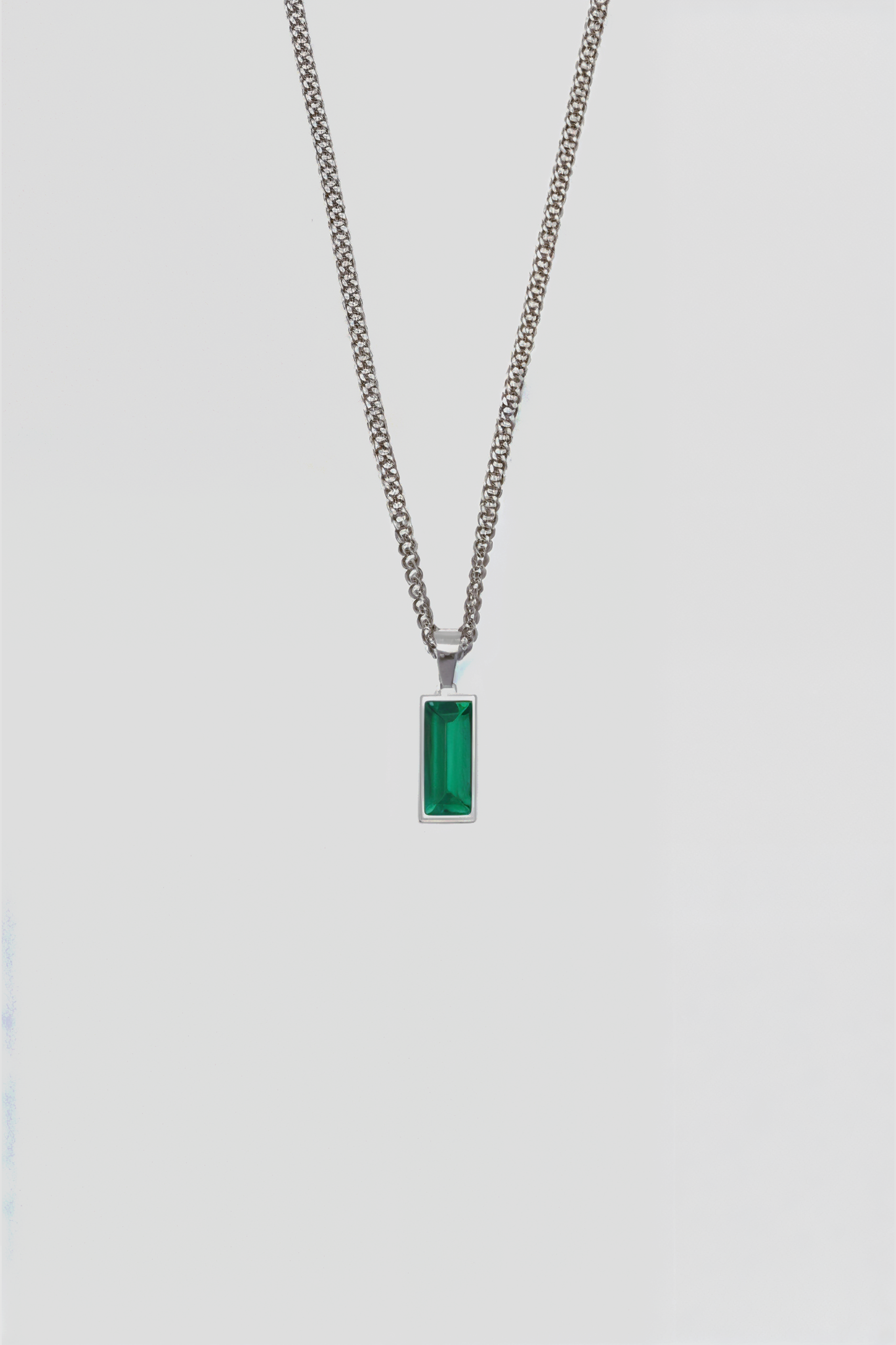 Astra Emerald Gemstone Necklace - Silver